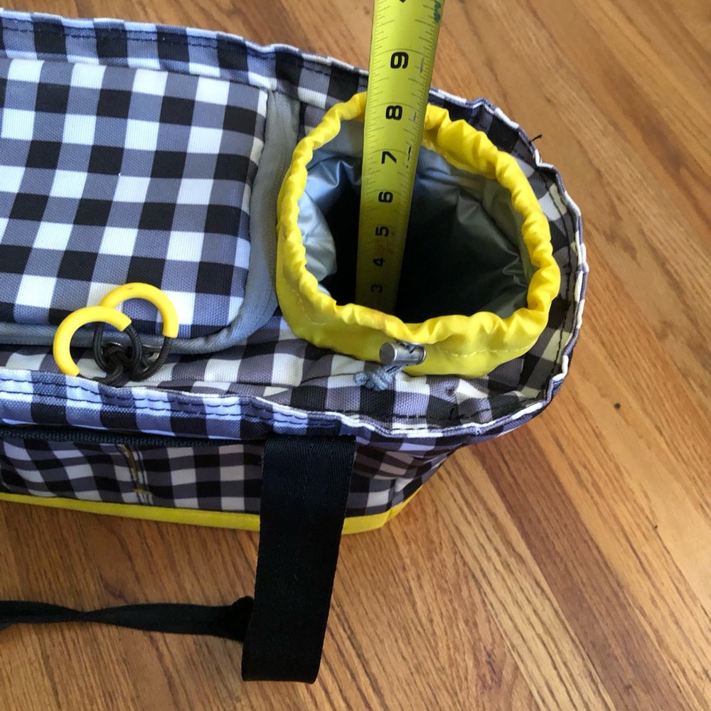 Black & White Gingham Picnic Tote with Yellow Trim - Picture 11 of 12